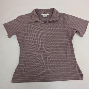 Women's Nike golf dri fit pink/purple striped polo t shirt medium